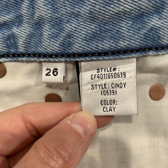 GRLFRND Size 26 Cindy Denim Shorts High Rise Frayed Hem Holographic Wear Me Out - Picture 3 of 12